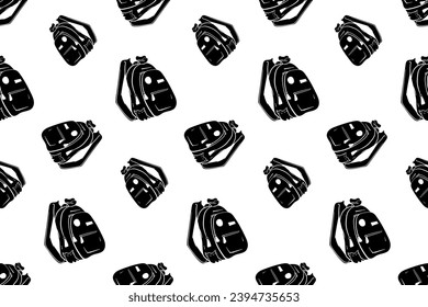 Seamless pattern with closed school backpack silhouette vector