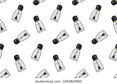 Seamless pattern with closed tube with a brush cosmetic product doodle vector