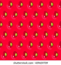 Seamless pattern with a close-up ripe strawberry