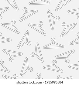 Seamless pattern clothes hanger abstraction outline linear vector illustration.