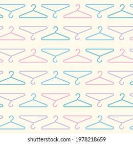 Seamless pattern with clothes hangers. Simple minimalistic endless background. Backdrop for your design. Vector illustration