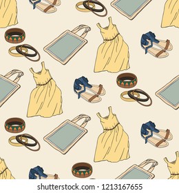 Seamless pattern with clothing and accessories 