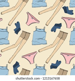 Seamless pattern with clothing and accessories 