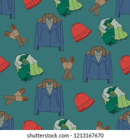 Seamless pattern with clothing and accessories 