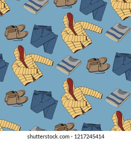 Seamless pattern with clothing and accessories