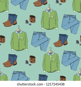 Seamless pattern with clothing and accessories 