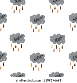 Seamless pattern with cloud in scandinavian style. Vector illustration isolated on white background for nursery and textile decoration