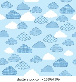 Seamless pattern with clouds 