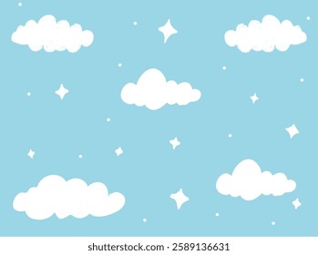 seamless pattern with clouds and blink star