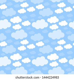 Seamless pattern with clouds design on blue background