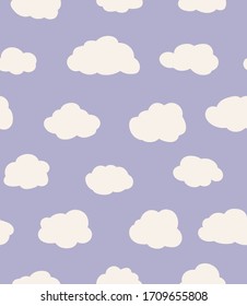 Seamless pattern with clouds. Endless  backdrop.
Simple forms.
Clouds and background are located on different layers.
Vector illustration