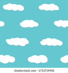 Seamless pattern with clouds. Endless blue backdrop.
Simple forms.
Vector illustration