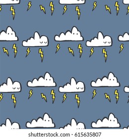 Seamless pattern of clouds with faces. Image for a poster or cover. Repeating texture. Figure for textiles.