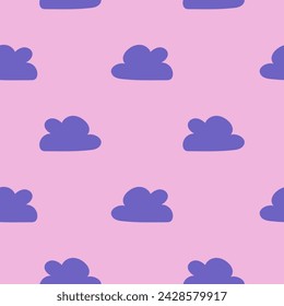 Seamless pattern. Clouds. Flat vector design. Illustration on pink background.