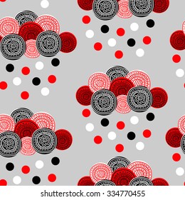 Seamless pattern with clouds. Hand drawn clouds. Vector illustration.