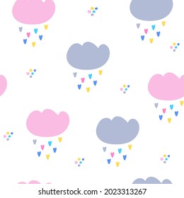 seamless pattern with clouds and hearts.cute print for apparel, wrapping, wallpaper, textile