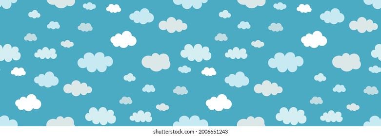Seamless pattern Clouds Isolated on Sky Background. Collection of clouds for Wallpaper, Web, Poster, fabrics, interior design... Creative Modern Concept. Abstract nature background Vector illustration