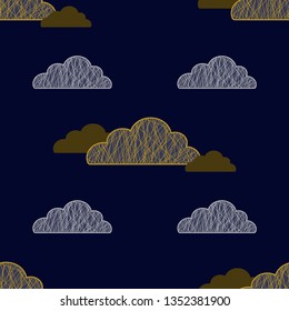 Seamless pattern of clouds on a blue background