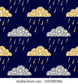 Seamless pattern of clouds on a blue background