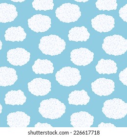 Seamless pattern of clouds on a blue background