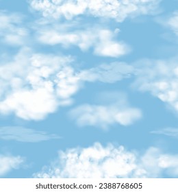 Seamless Pattern clouds on blue sky. Vector background