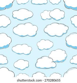 seamless pattern of clouds on blue sky. vector illustration