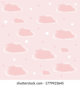 seamless pattern with clouds on pink sky
