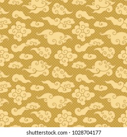 Seamless pattern with clouds in oriental style