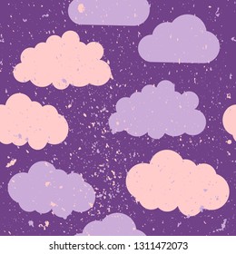 Seamless pattern with clouds and paint splash. Perfect for textile, invitations, wrapping paper, web design. Vector Illustration.