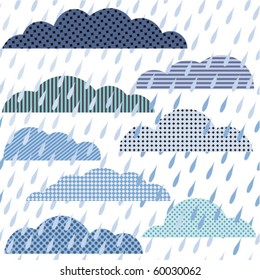 Seamless pattern with clouds and rain