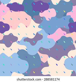 Seamless pattern with clouds and rain in the sky. Vector illustration for your design. 