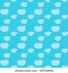 Seamless pattern with clouds and rain - vector