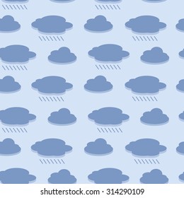 Seamless pattern with clouds and rain. Vector illustration