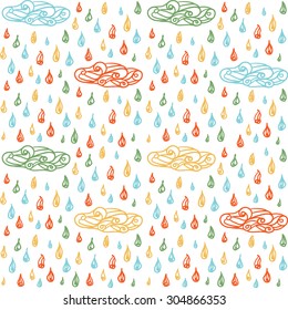 Seamless pattern clouds and raindrops.