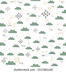 Seamless Pattern with Clouds. Scandinavian Style. Vector Illustration