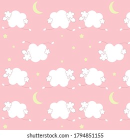 seamless pattern with  clouds and sheep