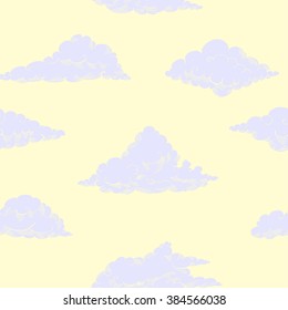 Seamless pattern with clouds sketches. Hand drawn sky vector illustration