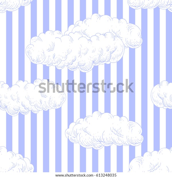 Seamless Pattern Clouds Sky Tattoo Style Stock Vector Royalty Free