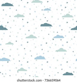 seamless pattern of clouds with star  .Vector illustration
