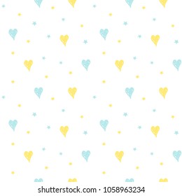 Seamless pattern with clouds and stars. Vector illustration.