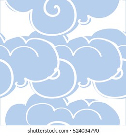 Seamless pattern with clouds. Vector illustration