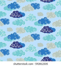 Seamless pattern with clouds. Vector illustration