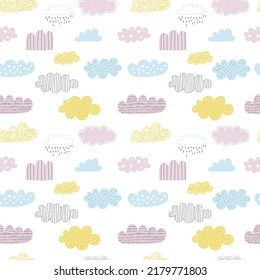 Seamless pattern with clouds. Vector illustrations