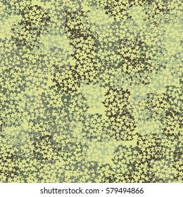Seamless pattern. Clouts with stars. Random order. Spotted chaos. Fashion camouflage. Pyatikonchny stars. Grunge image.