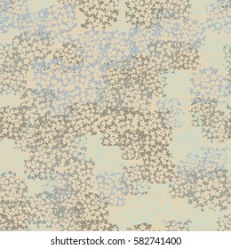 Seamless pattern. Clouts with stars. Random order. Spotted chaos. Fashion camouflage.  Grunge image.