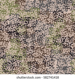 Seamless pattern. Clouts with stars. Random order. Spotted chaos. Fashion camouflage. Grunge image.