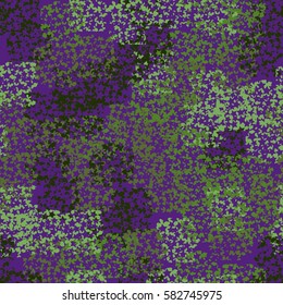 Seamless pattern. Clouts with stars. Random order. Spotted chaos. Fashion camouflage. Grunge image.