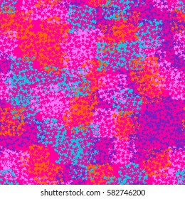 Seamless pattern. Clouts with stars. Random order. Spotted chaos. Fashion camouflage. Grunge image.