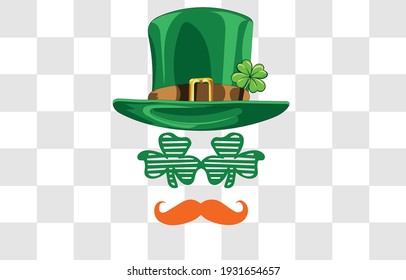 seamless pattern, clover, hat, mustache,  Saint Patrick's Day, for Shirt design