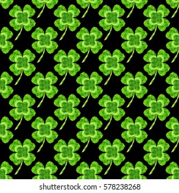 Seamless Pattern with clover. Holidays background. St. Patrick`s day symbol